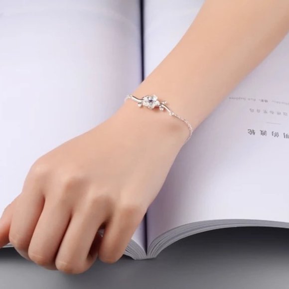 14k Gold Amethyst Flower Bracelet Sterling Silver - Picture 6 of 11